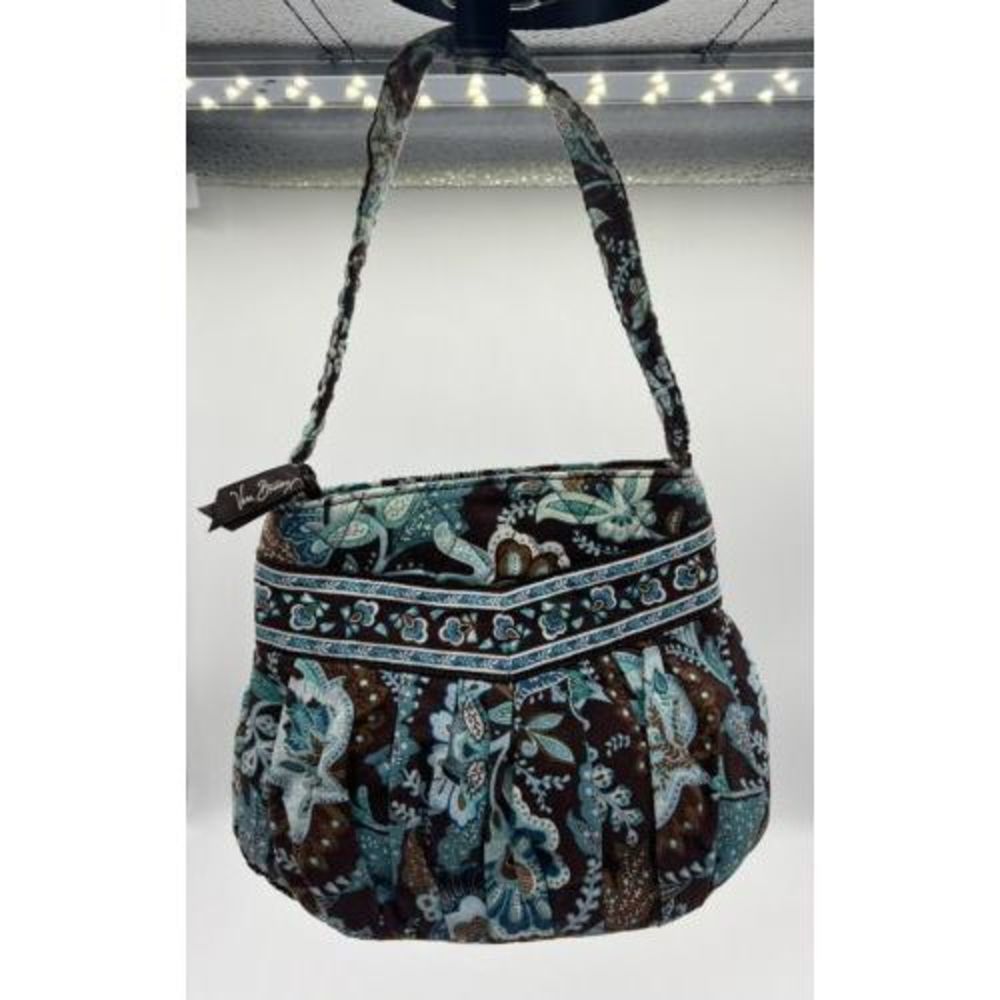 USED Vera Bradley Hobo Handbag Small Blue Satchel Pleated
